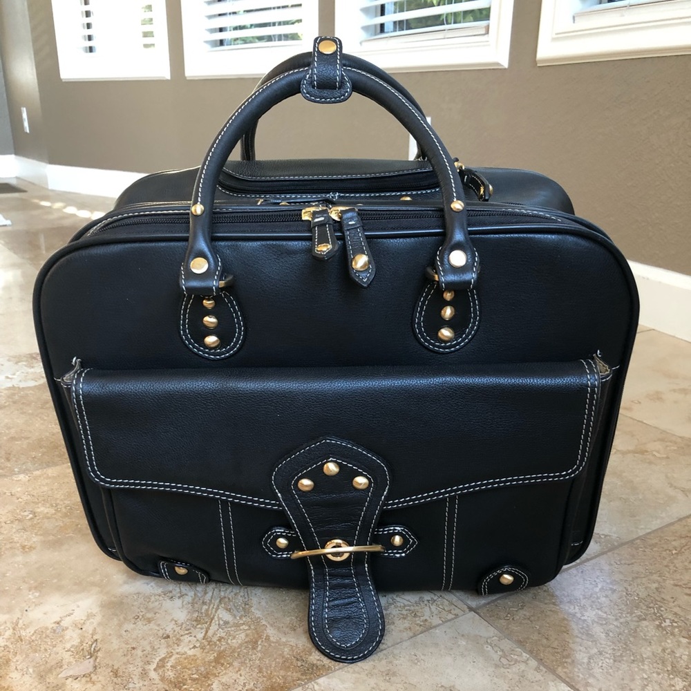 Franklin Covey Leather Wheeled Laptop  Bag